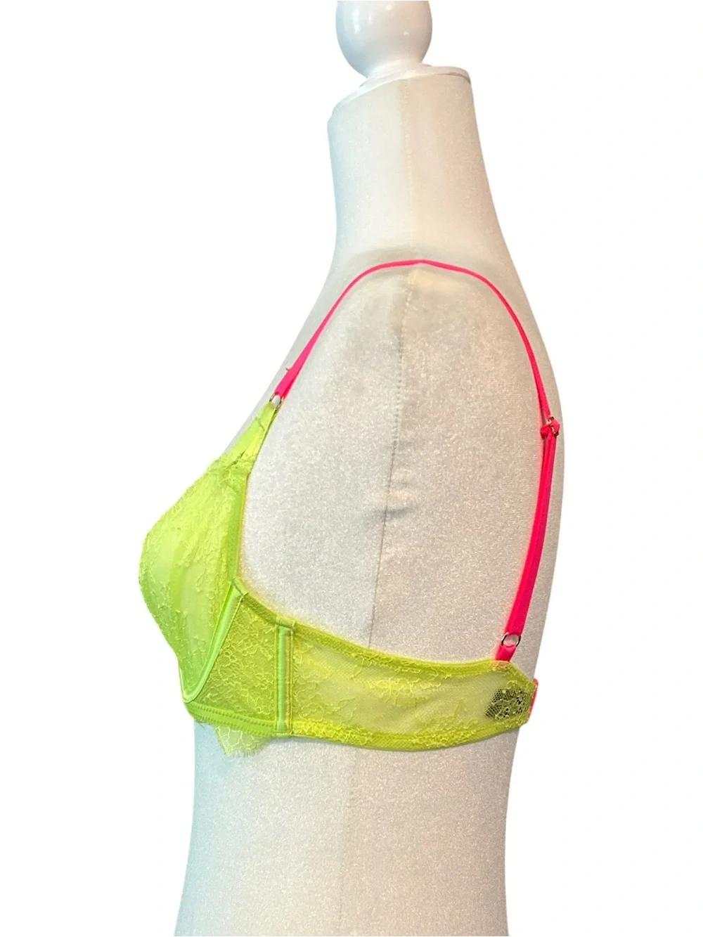 Victoria’s Secret Very Sexy Unlined Demi Cup Bra SZ 36B Neon Yellow Green - Picture 3 of 6